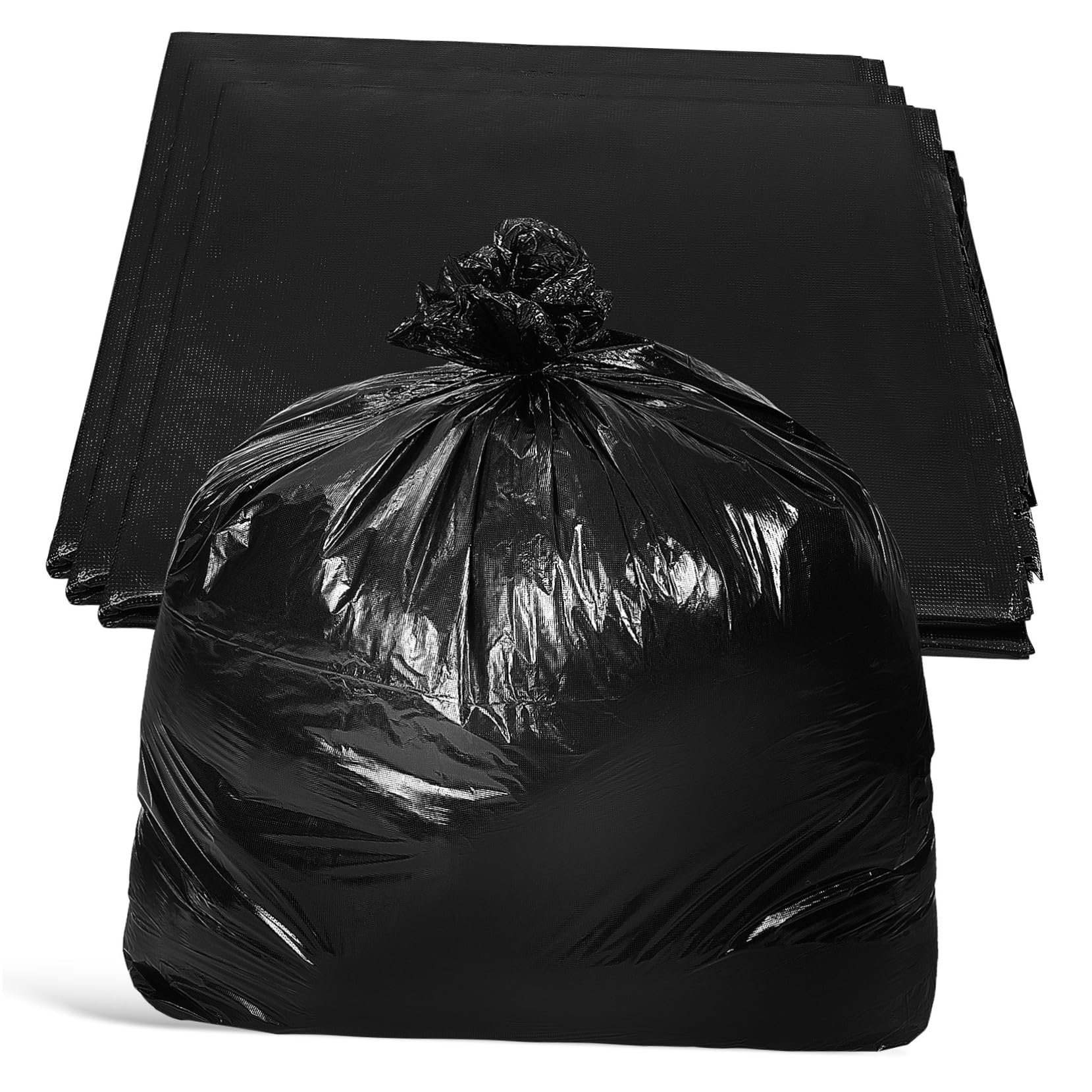 ibasenice Sacchi della Spazzatura Grandi 50 Pezzi in PE Nero | Mouth Piatto Rinforzato, Capienza Extra Large, Uso Casa e Ufficio, Non Si Deforma Né Si Rompe