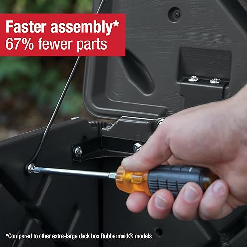 Miniatura 7 de Rubbermaid Caja mediana de resina para exteriores, 74 galones, carbón, con patrón decorativo de tejido de canasta para el hogar, jardín, patio,