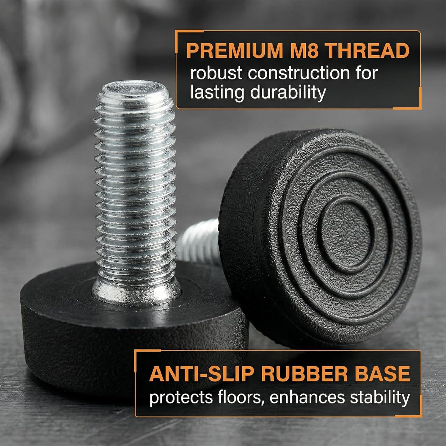 Pack of 20 Chair Felt Pads M8 Ø20 mm, Felt Pads for Chairs with Nails, Rubber Pads for Round Chairs, Non-Slip Chair Feet, Table Nails for Wooden Furniture Table Legs