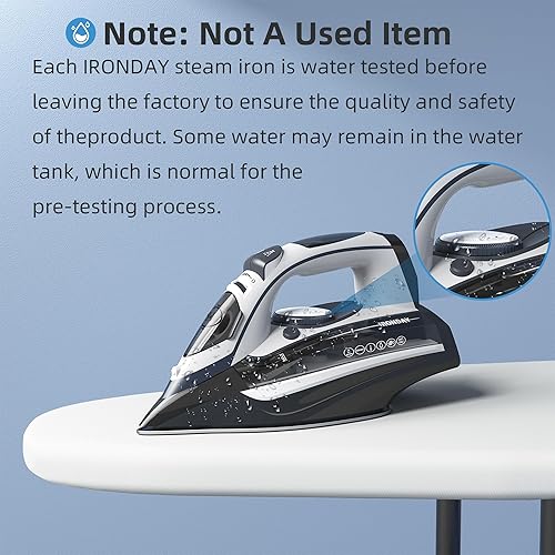 Miniatura 2 de Plancha de vapor de 1700 W para ropa de calentamiento rápido, suela de cerámica adhesiva, apagado automático de 3 vías, ráfaga de vapor, tanque de