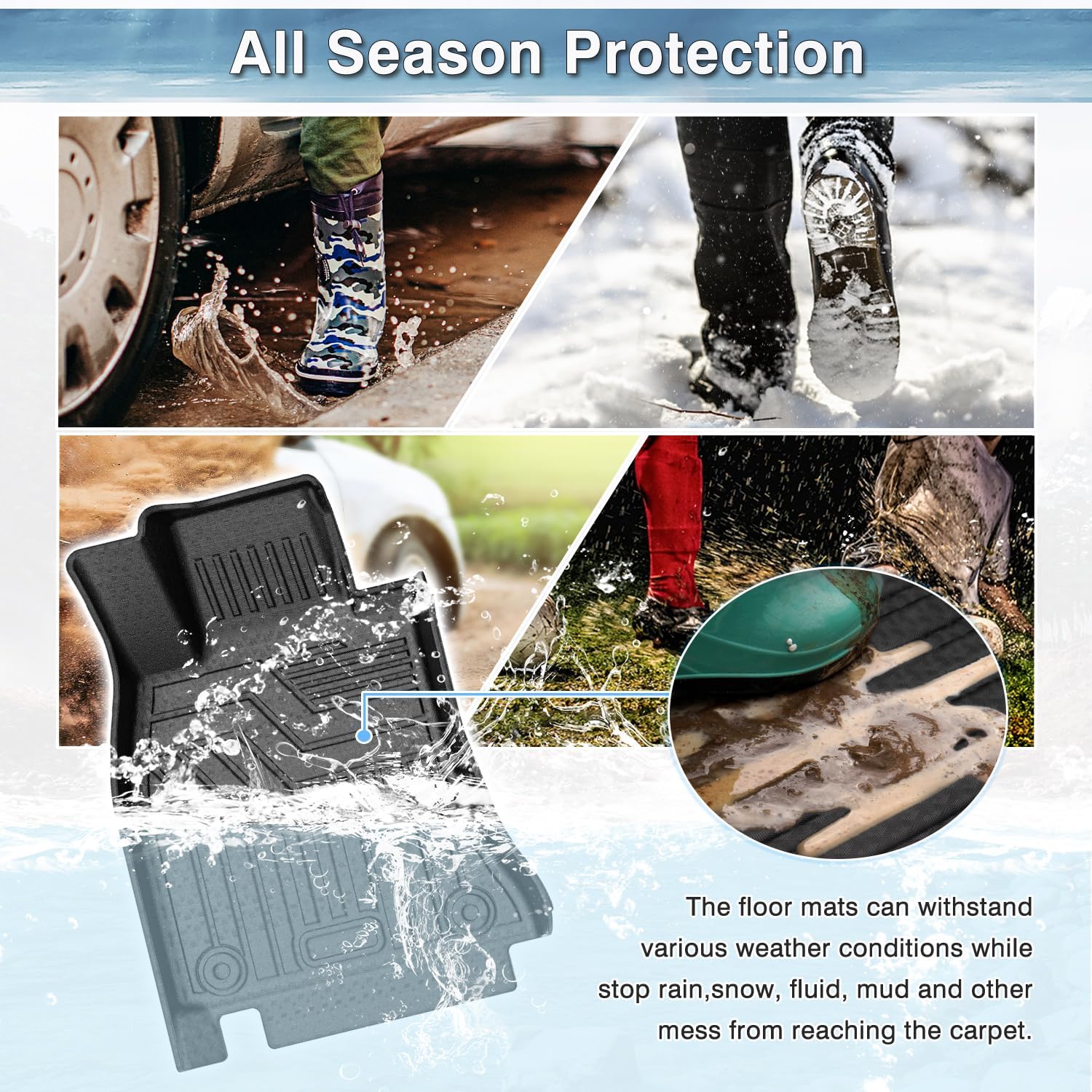 Mixsuper Floor Mats for Genesis G70 2019-2026, All Weather Floor Liners for G70 Accessories, Durable 1st and 2nd Row Set Black