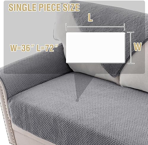Miniatura 2 de H.VERSAILTEX Funda impermeable de felpa para sofá con correa, suave y antideslizante para sofá de 3 plazas, funda protectora para perros, gatos,