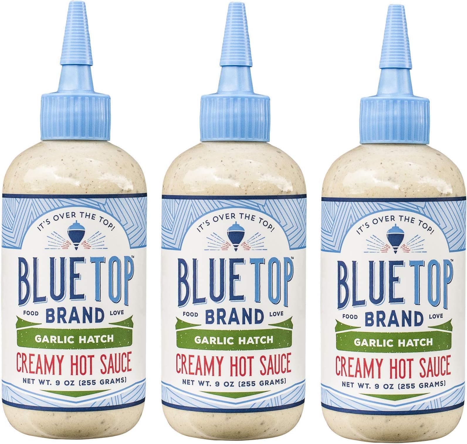 Blue Top Brand Garlic Hatch Creamy Hot Sauce 9 oz (Pack of 3)
