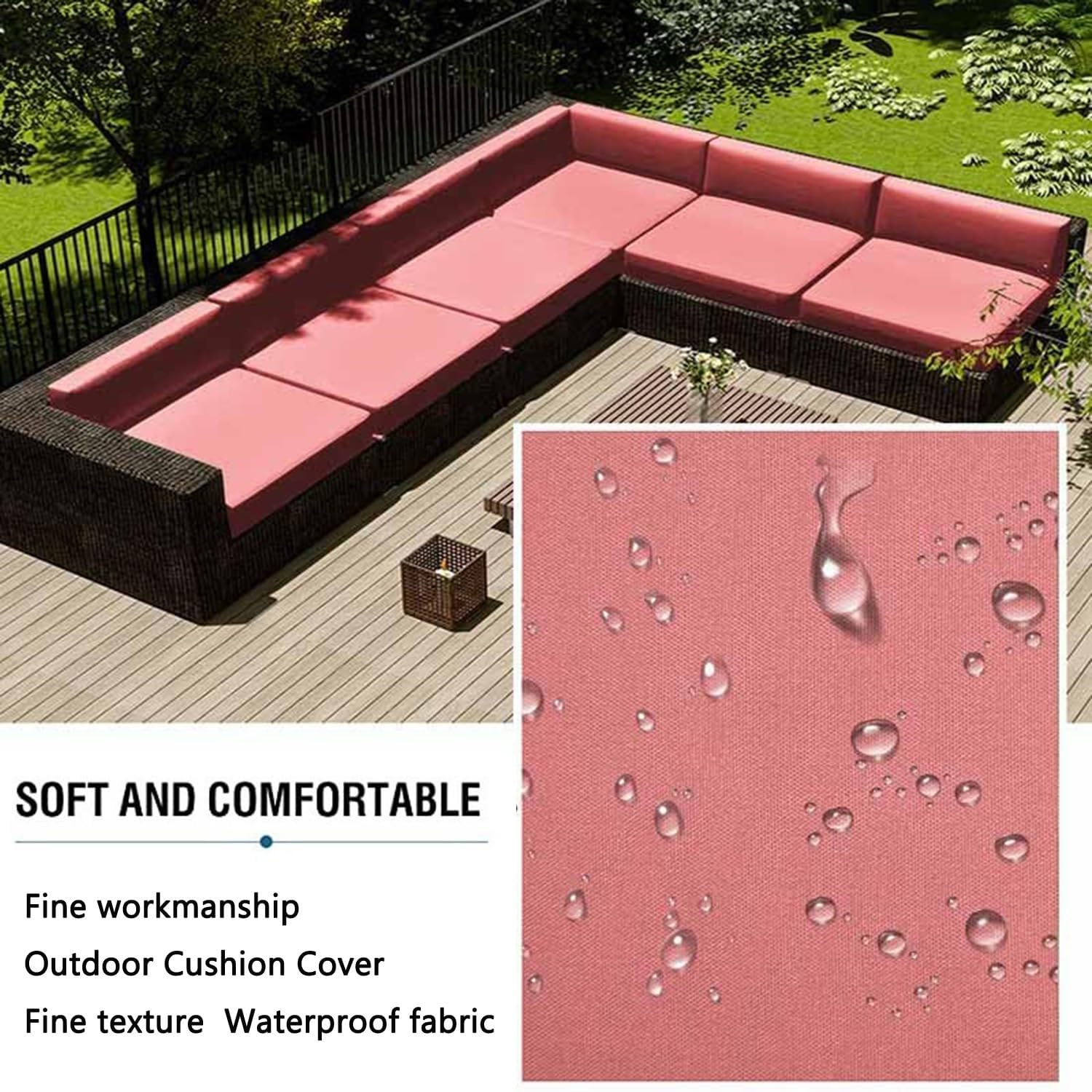 1/2/4 Pack Waterproof Sofa Seat Cushion Covers with Zipper for Outdoor and Indoor/Patio/Garden/Rattan/Chairs Furniture Protectors Cover 24x24/26x26in Cushion Slipcover Removable(Color21,25x27x5in(2pcs