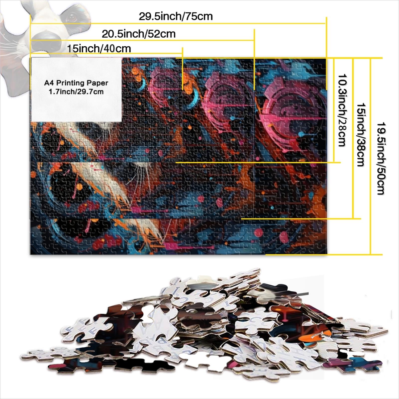 1000 Pezzi Adulti Puzzle Difficili Puzzle Panda Rosso Colorato Gioco Puzzle in Legno Giocattoli Adulti Puzzle Famiglie Puzzle Regalo Giochi Educativi （38x52 cm）