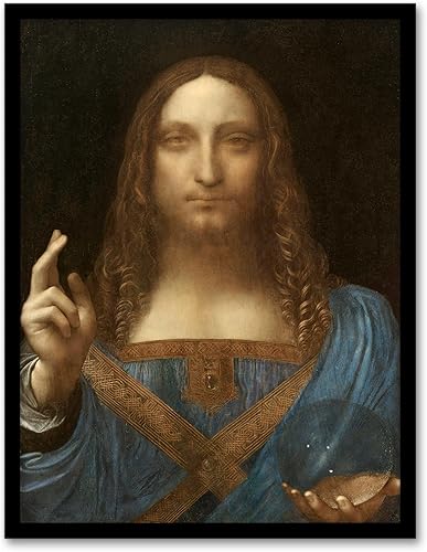 Artery8 Leonardo da Vinci Salvator Mundi World Savior - Impresión enmarcada para decoración del hogar, A3