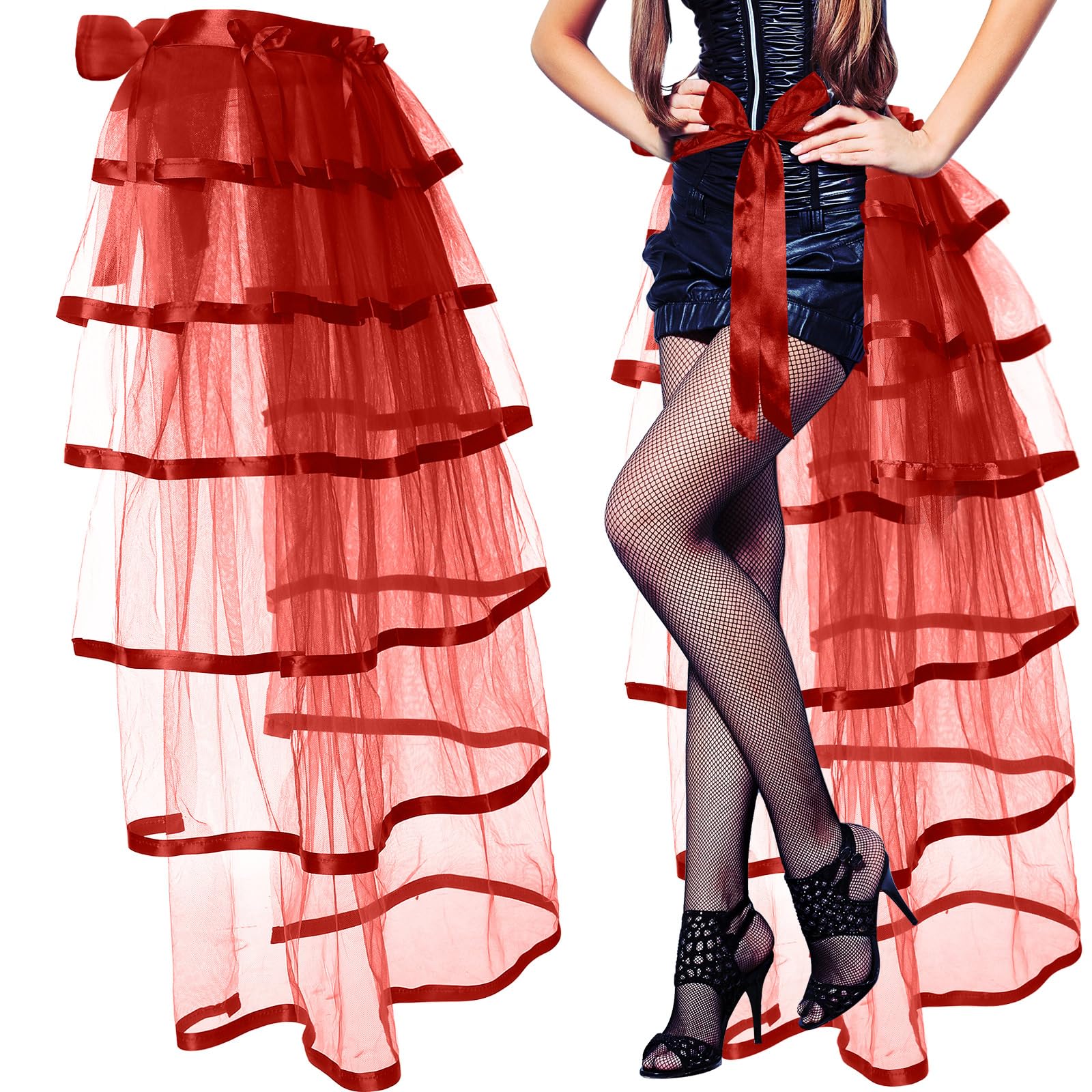 Steampunk Tie on Bustle Skirt Victorian Belt Lace Tutu Underskirt Bustle Halloween Costume Accessory for Women