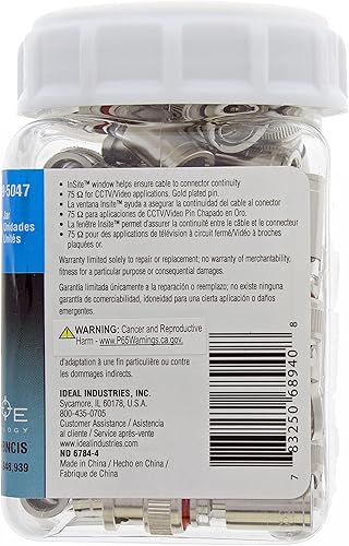 Miniatura 7 de IDEAL Electrical 89-5047 BNC Conectores de compresión, conector de compresión coaxial para cable RG-59, 35 conectores, tarro