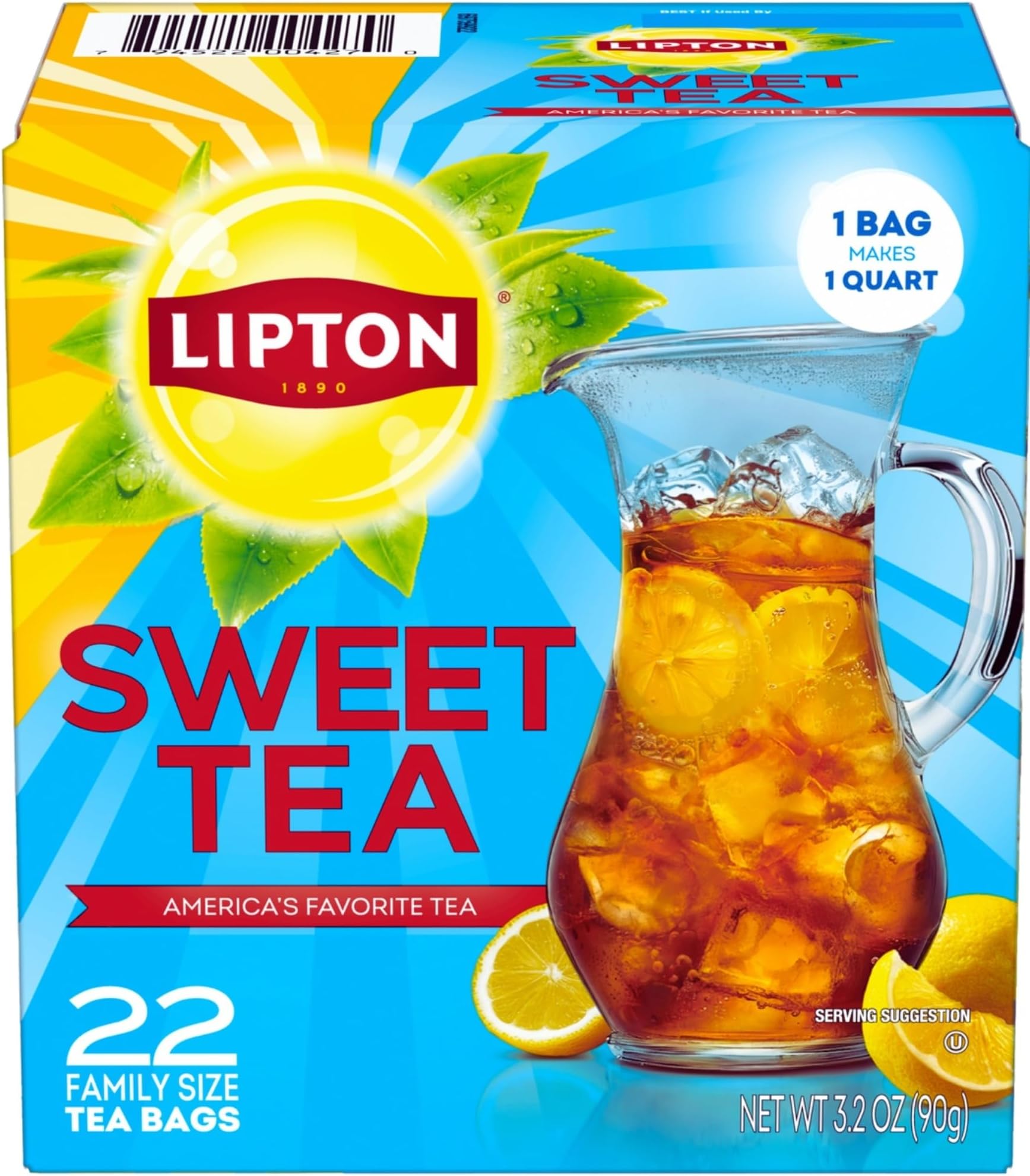 Southern Sweet Tea Iced Tea Drink Mix 22 Family Size Tea Bags 90.7g Box