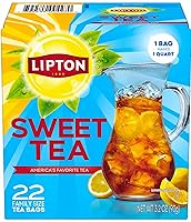 Vista 3 de Lipton Bolsas de té helado negro de tamaño familiar, té dulce del sur de 22 unidades (paquete de 6)