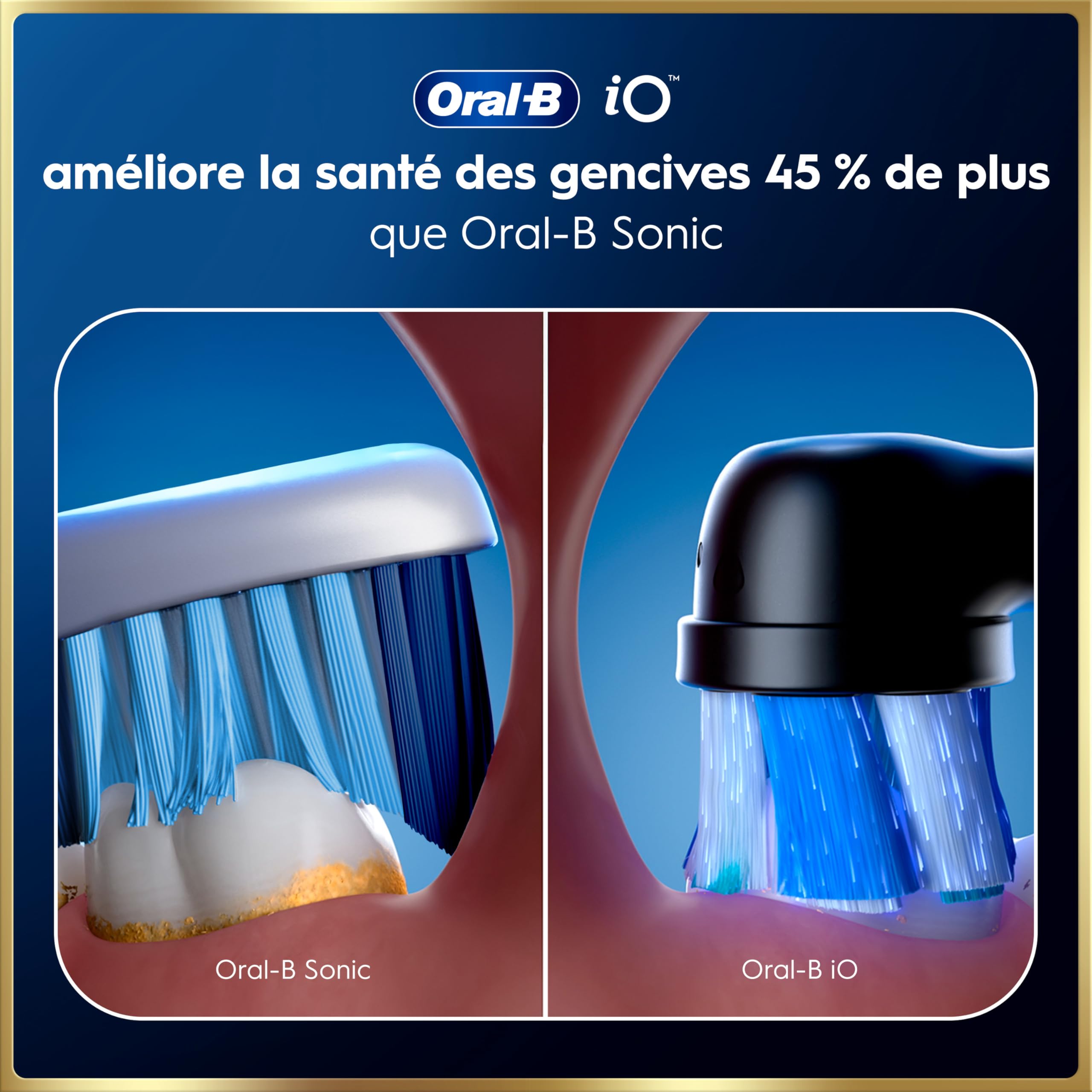 Oral-B Brosse à Dents Electrique iO 9, 3 Brossettes de Rechange, Noire – 7 Modes de Brossage dont Blancheur et Soin Gencives, Charge Rapide de la Batterie, Capteur de Pression, Détection IA, Etui
