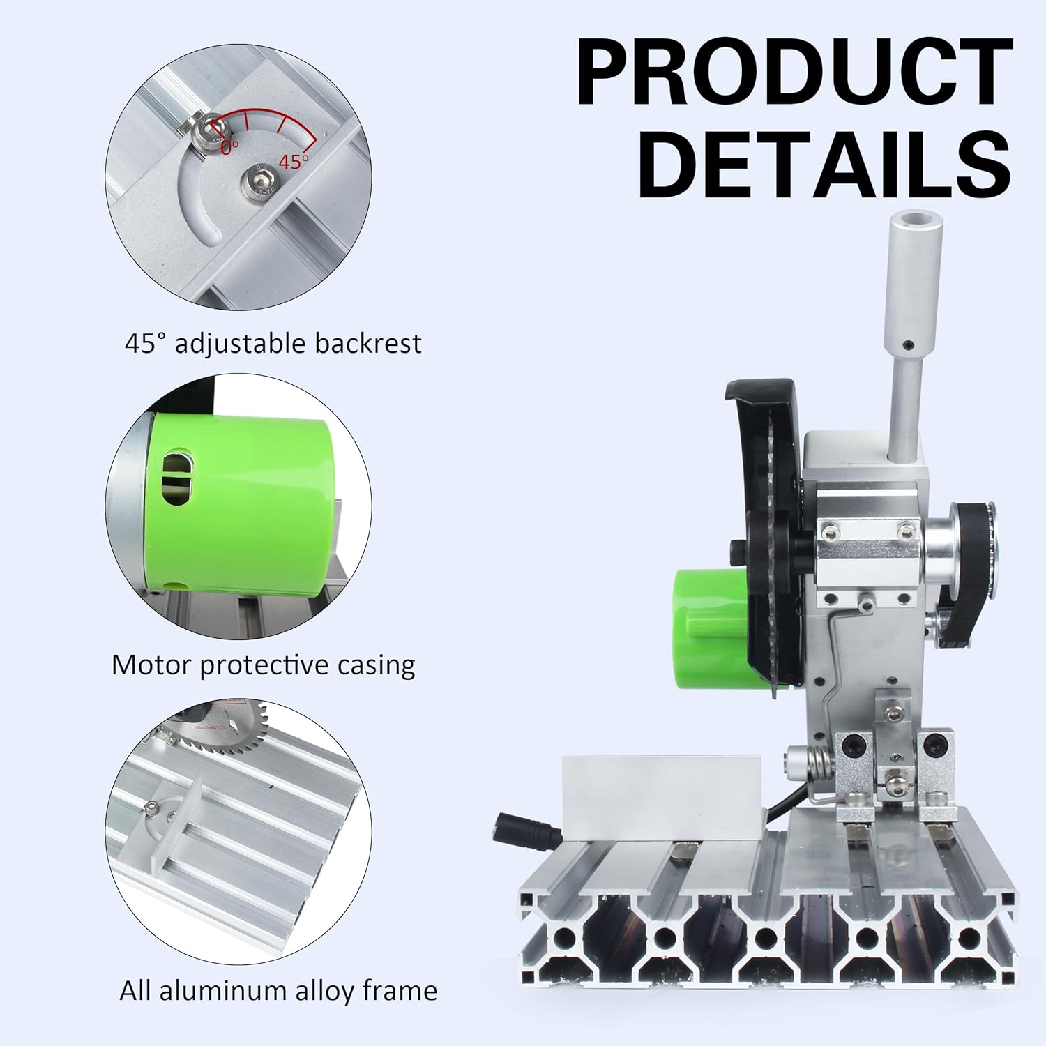 RATTMMOTOR 4" Mini Table Saw Q89-5 Multipurpose Portable Small Hobby Table Saw Cutting Machine 110V-220V, 0-45° Angle Adjustable, 895 Motor for Crafts