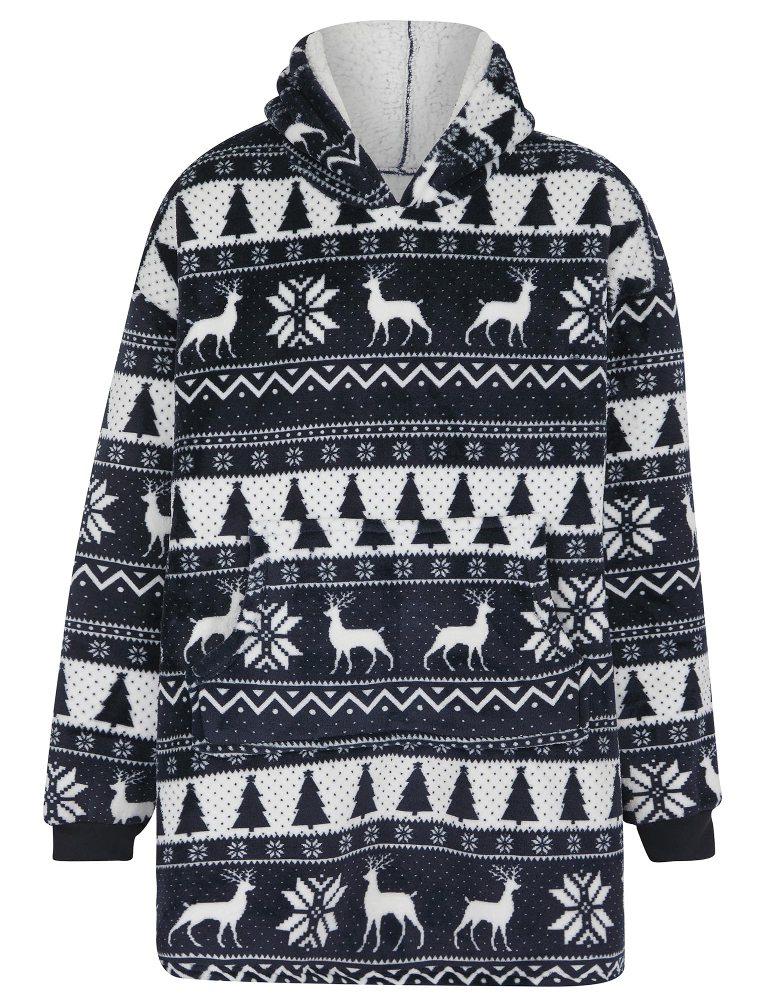 Tokyo Laundry Unisex 'Reindeer Fair Isle' Oversized Xmas Fleece Lined Blanket Hoodie