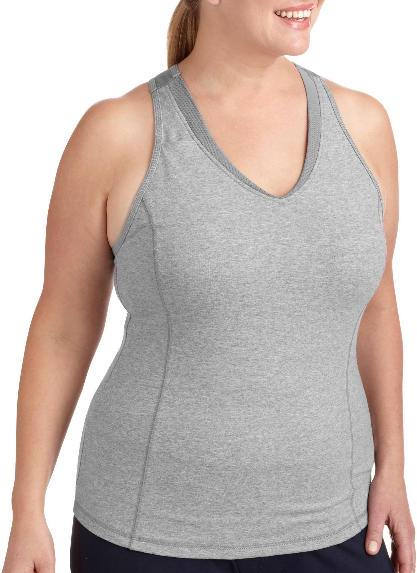 Women's Plus-Size Dri-More Racerback Mesh Tank with Built in Bra - Gym Workout