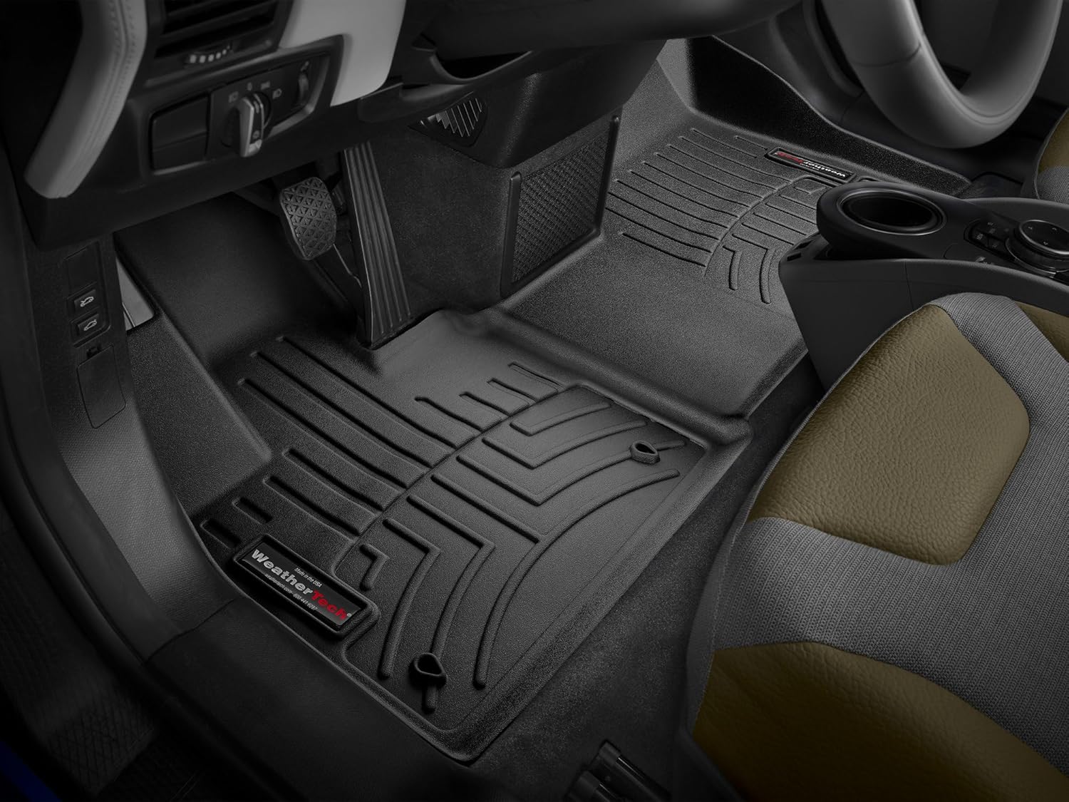 WeatherTech Custom Fit FloorLiners for BMW i3-1st Row - Over The Hump (445691), Black