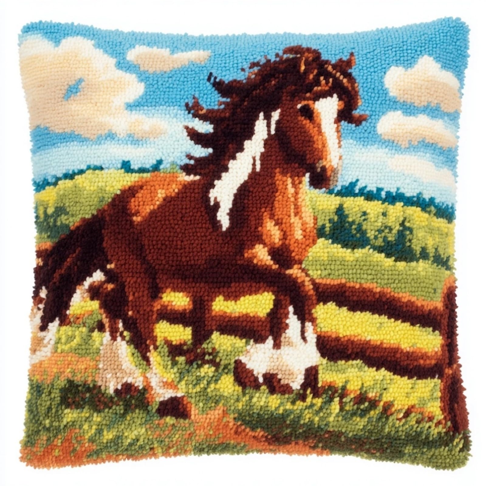 AxiangziK Pre-Printed Latch Hook Pillow Kit,Horse