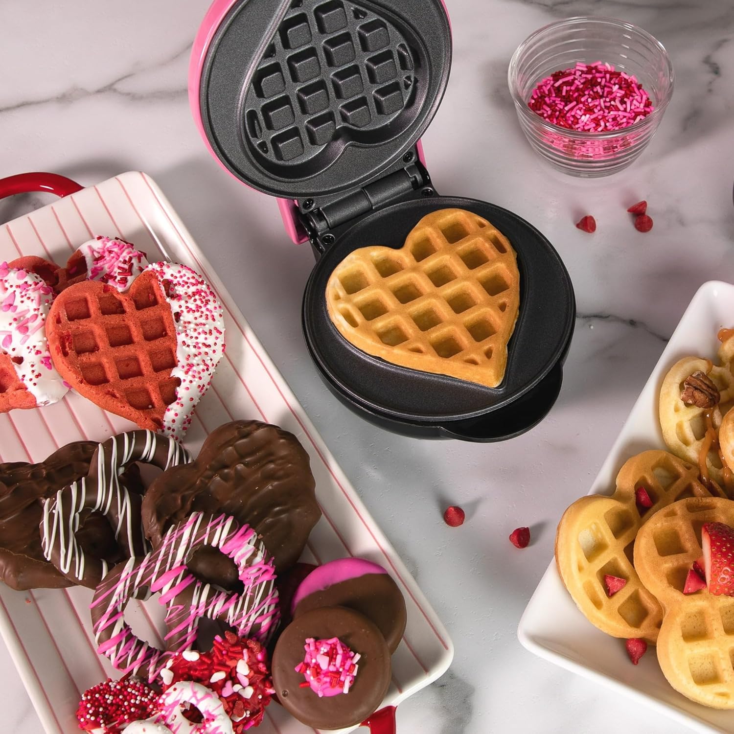 Heart Waffle Maker - Each Cooking Surface Is 5-inches Wide - Providing Quick, Efficient And Consistent Results, The Nonstick Surface Easily Wipes Clean