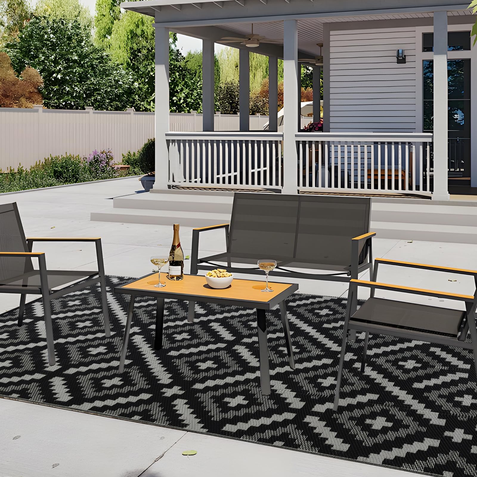 YONILE Waterproof Outdoor Rug 120x180cm, Reversible Outdoor Plastic Straw Rug for Patios Clearance, Carpet RV Mat for Camping Backyard Deck Porch