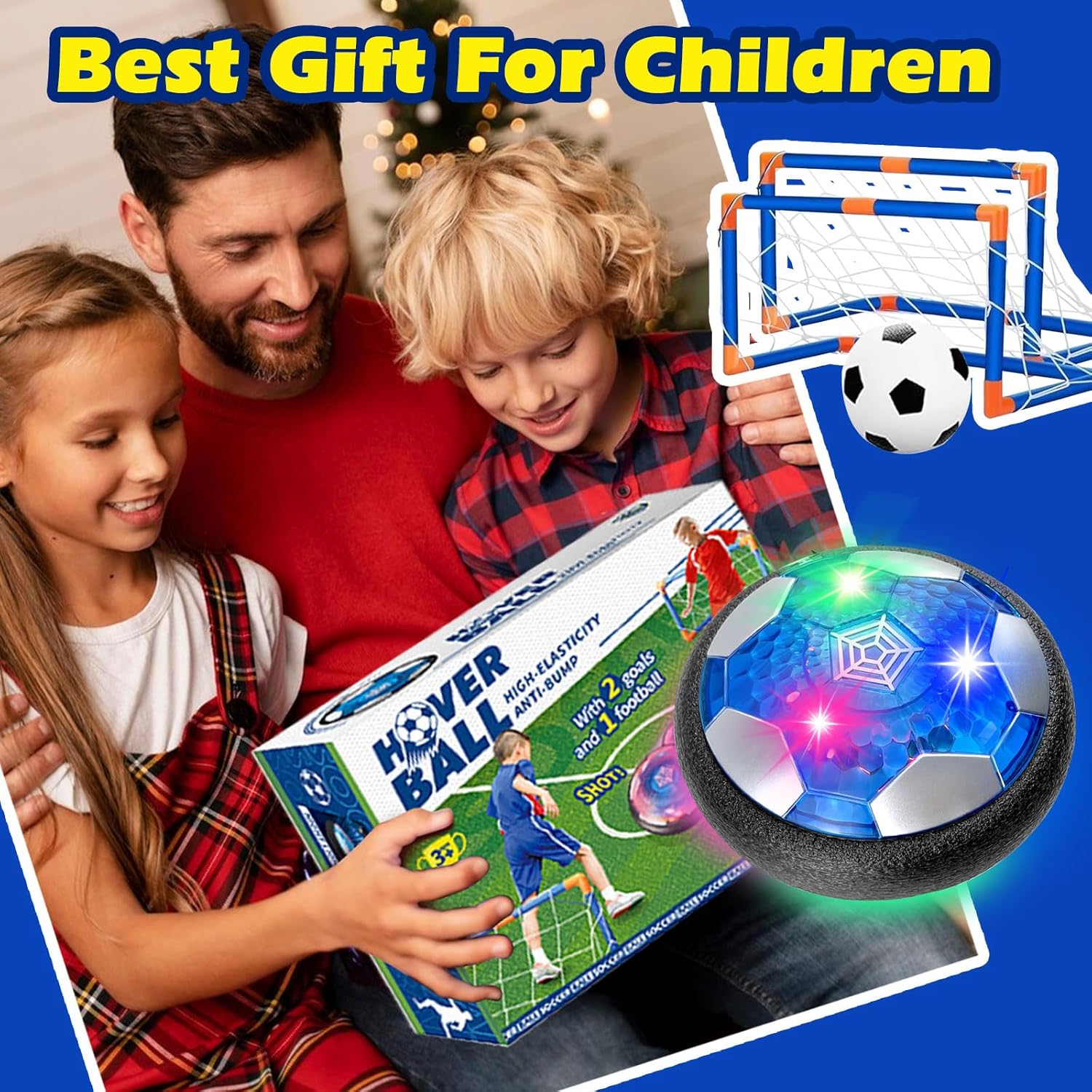 Foneso 3-in-1 Hover Soccer Ball, Kids Toddler Hockey Set with LED Lights,Indoor & Outdoor Toys for Kids, Soccer Gift for 3 4 5 6 7 8 9+ Year Old Boys Girls Birthday Gifts