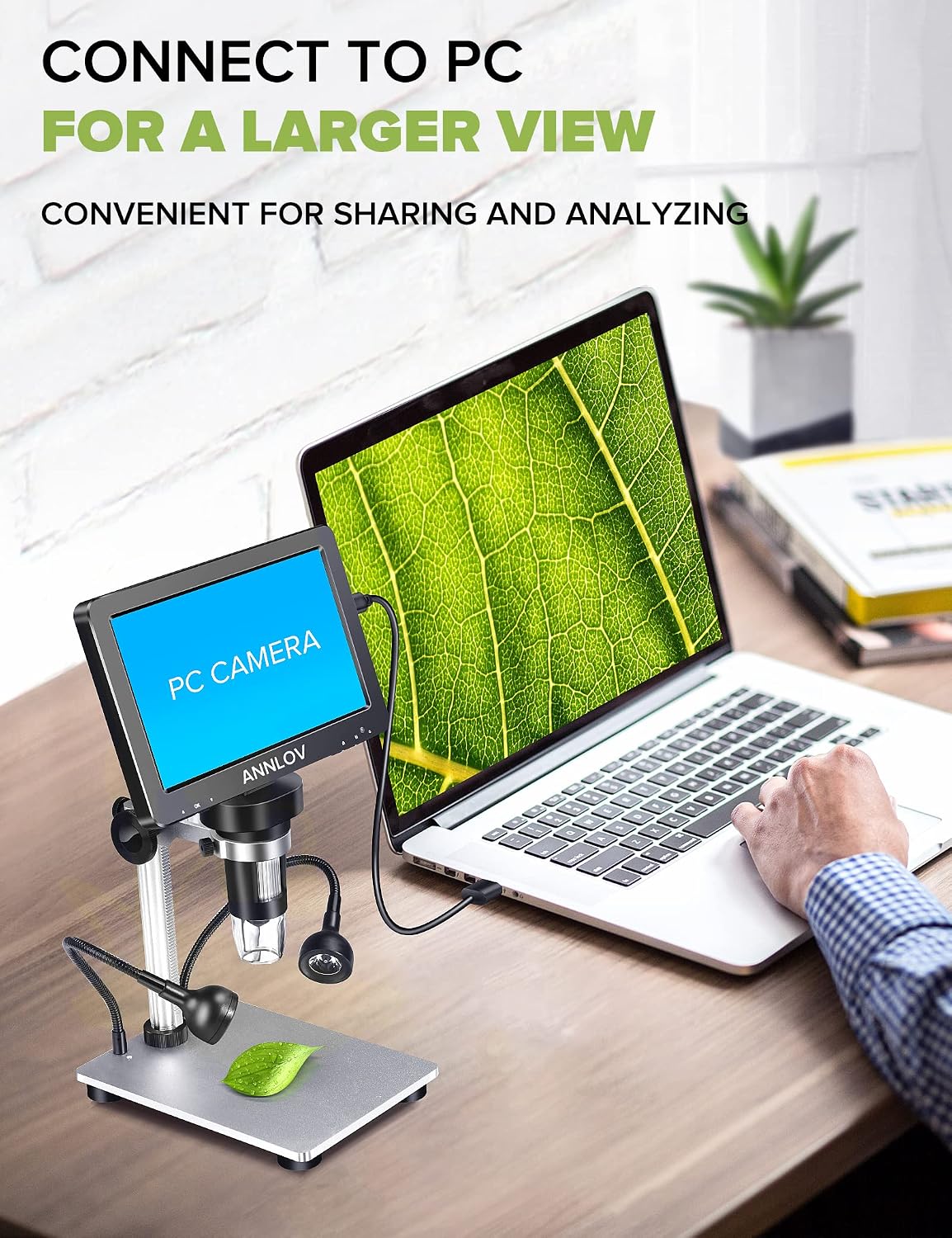 ANNLOV 7 inch LCD Digital Microscope 50-1200X Maginfication 1080P USB Video Microscope Camera with Wired Remote 10 Adjustable LED Lights for Circuit Board Soldering PCB Kids Coin Microscope
