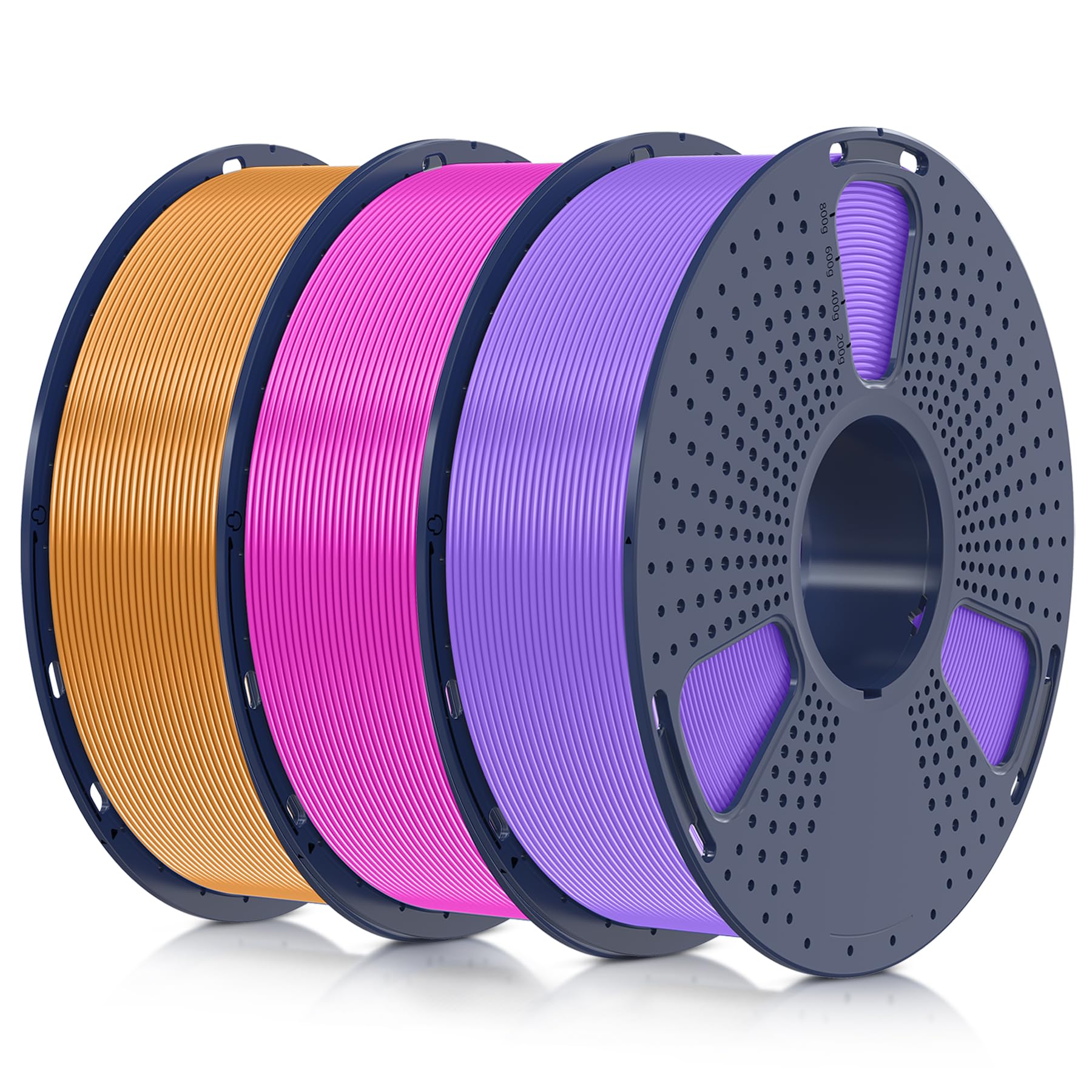 SUNLU Filamento PLA+ 1.75mm 3KG, Neatly Wound, Filamento per Stampante 3D PLA Plus, Filamento PLA Plus Resistente, Precisione Dimensionale +/- 0.02mm, Bobina da 1kg (2.2 Libbre) Viola+Fucsia+Caffè