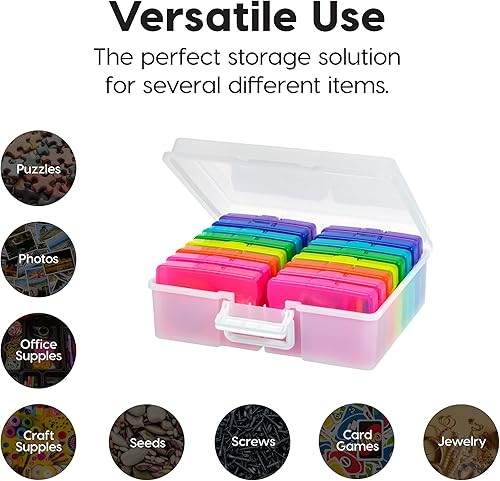 Miniatura 5 de IRIS USA - Caja de almacenamiento de fotos de 4 x 6 pulgadas, paquete de 2, contenedor de mango discreto con 16 fundas de organización para fotos,