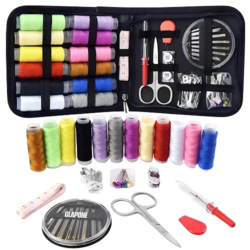 CLAPONE 72 Pcs Sewing kit Box Tailoring Accessories Sui Dhaga Kit/Thread Box Set for Sewing Machine/Needle Threader Tool/Needles/Threads, Scissors/Buttons/Scissors/Tape/Travel/Stitching Items Box for Home