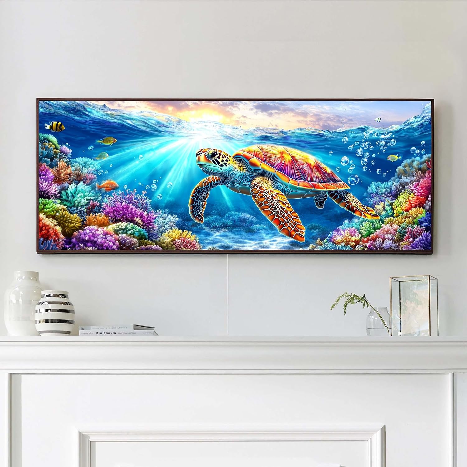 VAIIEYO 5D DIY Large Diamond Art Kits for Adults Turtle, Diamond Art Animal, Large Diamond Painting Kits Full Drill Round Rhinestone Craft Canvas for Home Wall Decor Gift 12x31 inch