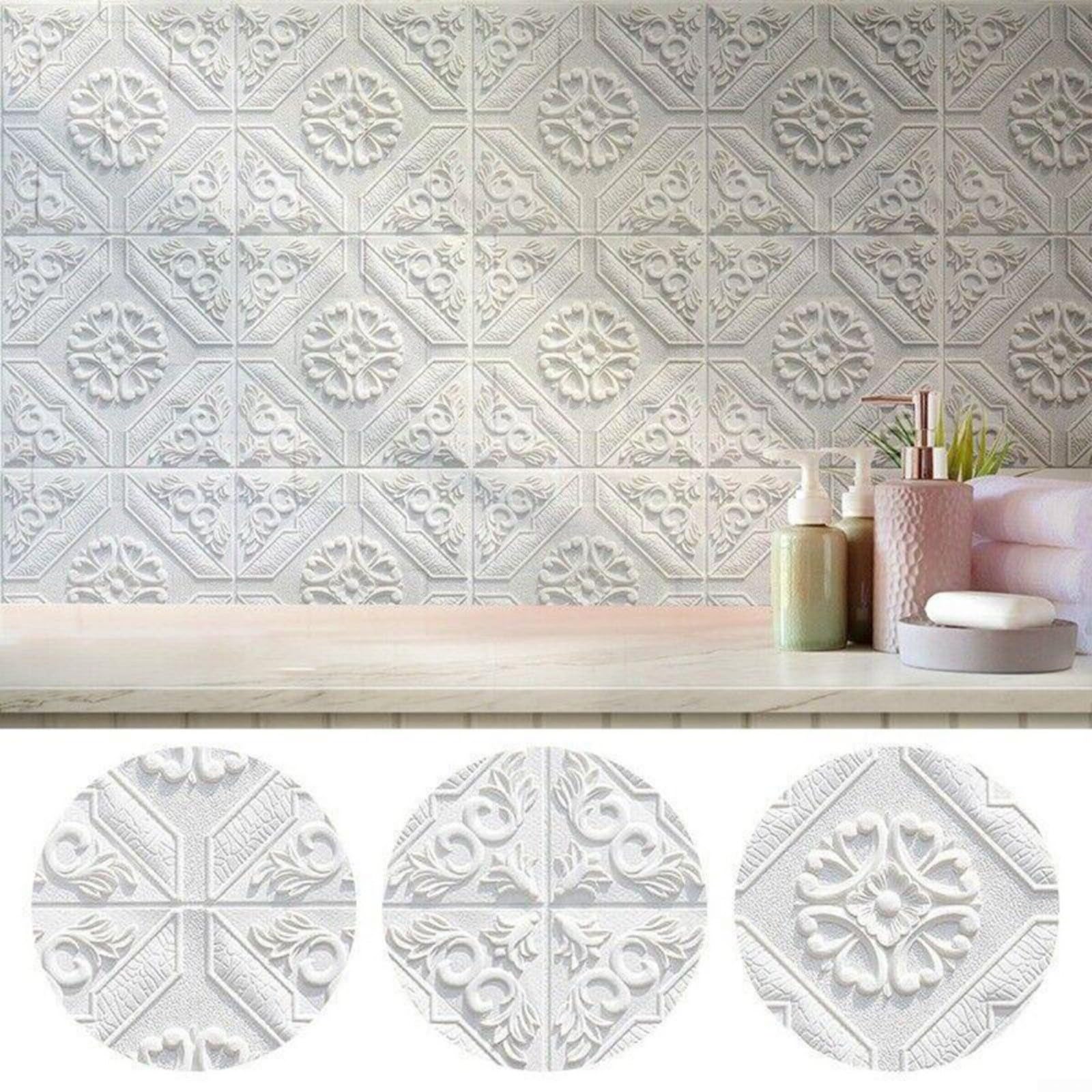 Pannelli da parete 3D, 35 x 35 cm, autoadesivi, impermeabili, per cucina, bagno, soggiorno, camera da letto, decorazione da parete (50 pezzi)