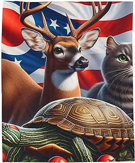Cozy Velveteen Plush Blanket - Ohio Symbols - White-Tailed Deer, Ohio Buckeye, Painted Turtle