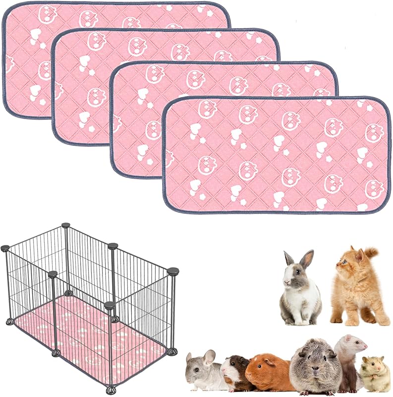 Forração Lavável para Gaiola de Pequenos Animais Mooydee, Impermeável e Antiderrapante, 72 x 36 cm, Pacote com 4
