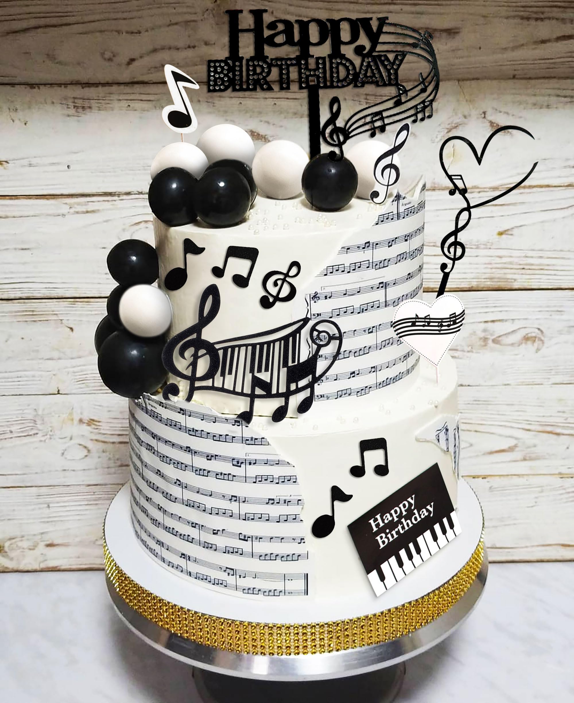 JeVenis Gitaar Taart Topper Rock Muziek Taart Topper Muziek Noten Ballen Taart Decoraties voor Muzikanten Verjaardag Feest Rock Thema Feest