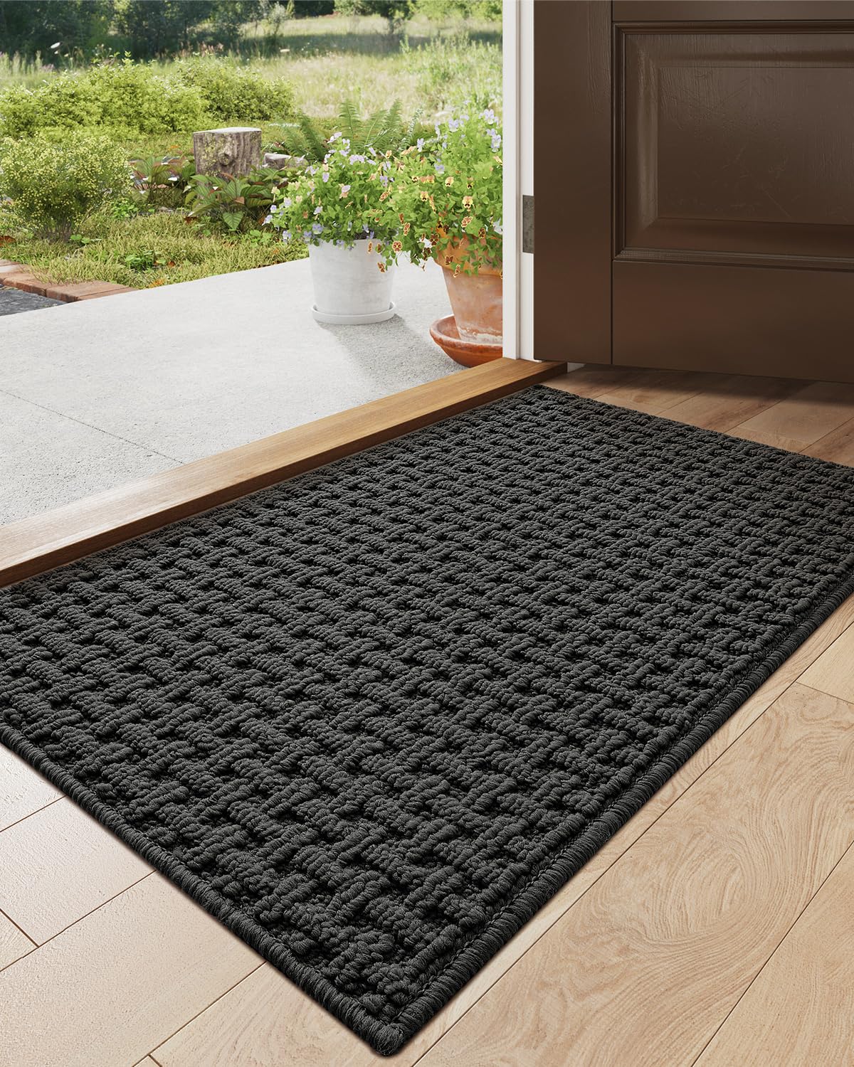 Paillasson d'intérieur pour garage et terrasse DEXI tapis d'entrée profil bas gris
