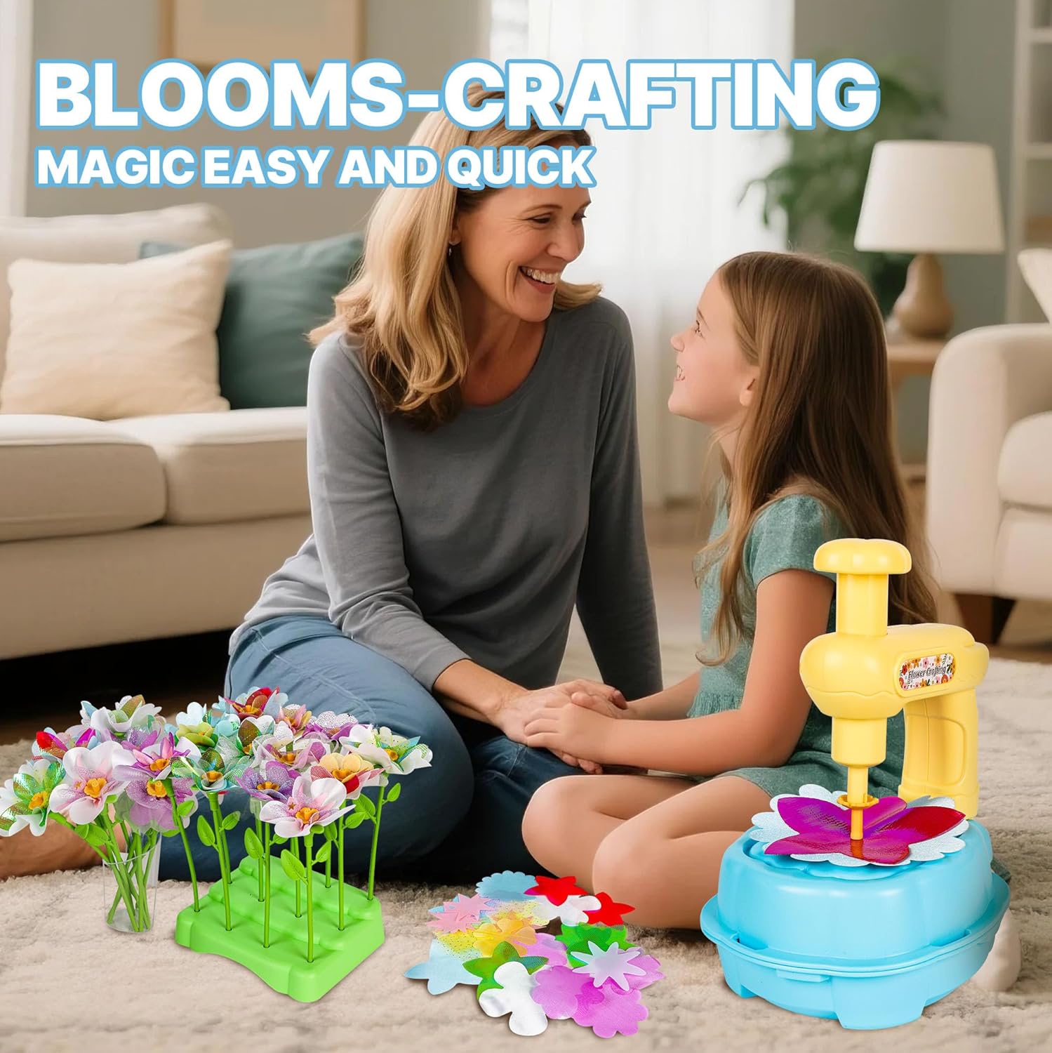 Mruikeny Fabric Flower Bouquets Toys, Handmade Arts and Crafts Toys for Kids Ages 3 4 5 6 7 8, DIY Flower Make Toy for Girls Craft Kit STEM Educational Toy for Kids Toddler Birthday Gifts - Image 3