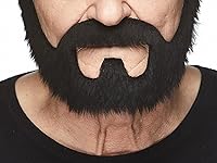 Vista 4 de Mustaches - Barba postiza y autoadhesiva de persona bajo fianza, accesorio de disfraz facial postizo para adultos, color gris y blanco