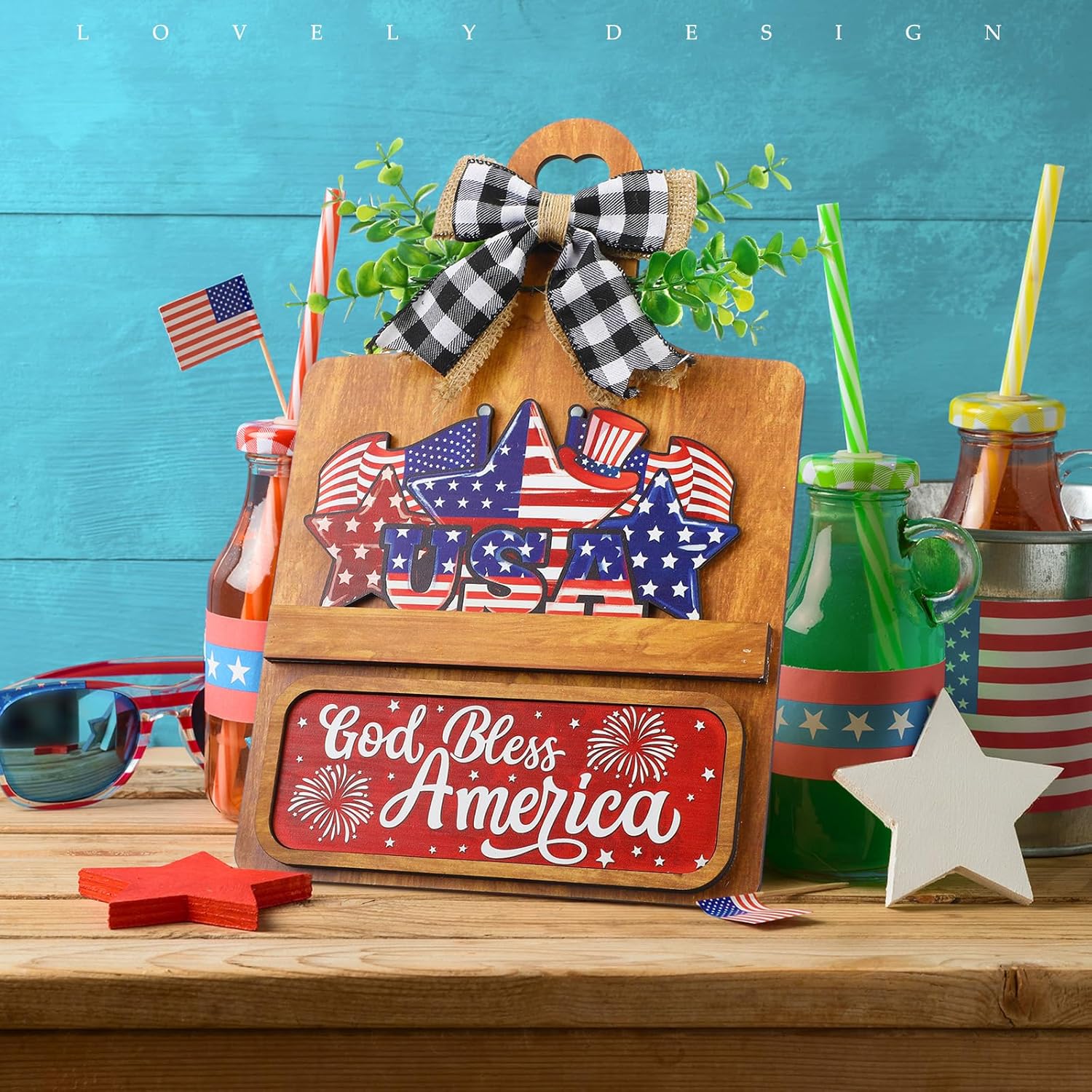 37 Pcs Interchangeable Seasonal Decor Farmhouse Breadboard Interchangeable Seasonal Tier Tray Decor Holiday Halloween Thanksgiving Christmas Wooden Decoration with Bow for Table Kitchen - Image 7