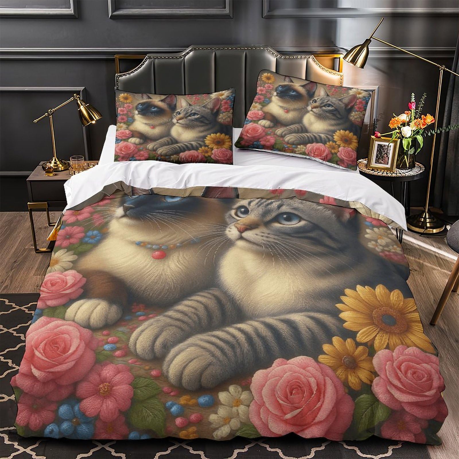 Housse de couette Visages d'ânes 260x220cm en microfibre douce