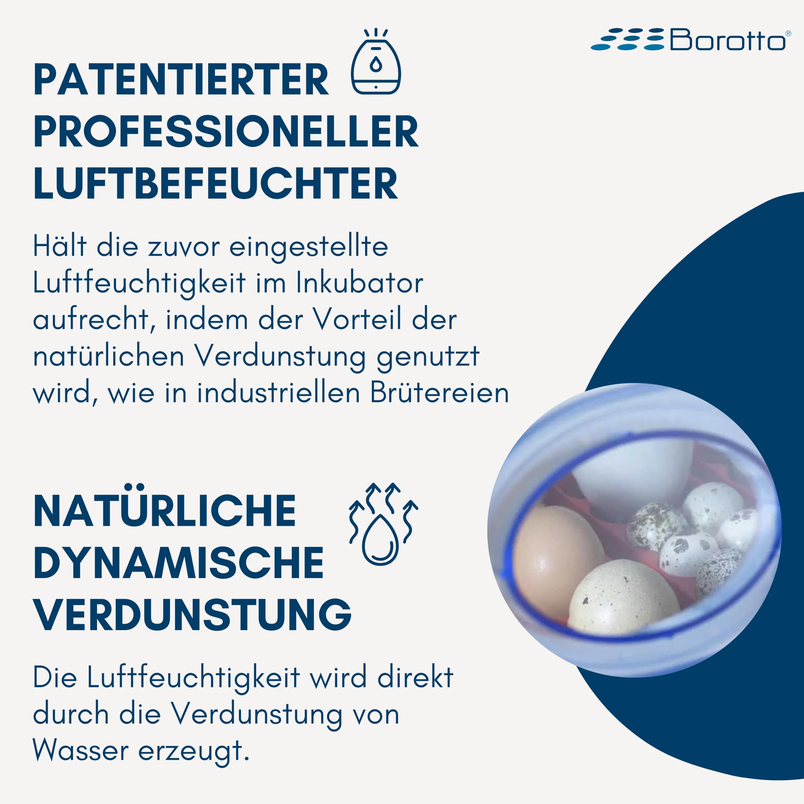 Borotto Sirio Befeuchter Professioneller Automatischer mit Dynamischer Verdunstung Kompatibel mit Jedem Inkubator für Eier Made in Italy
