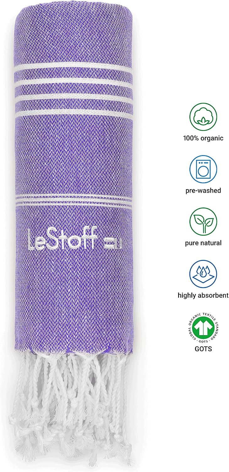 LeStoff Turkish Hammam Towel, 100% organic cotton, 95 x 180 cm, Pre-washed, Absorbent, Quick-drying, Lightweight - Image 3