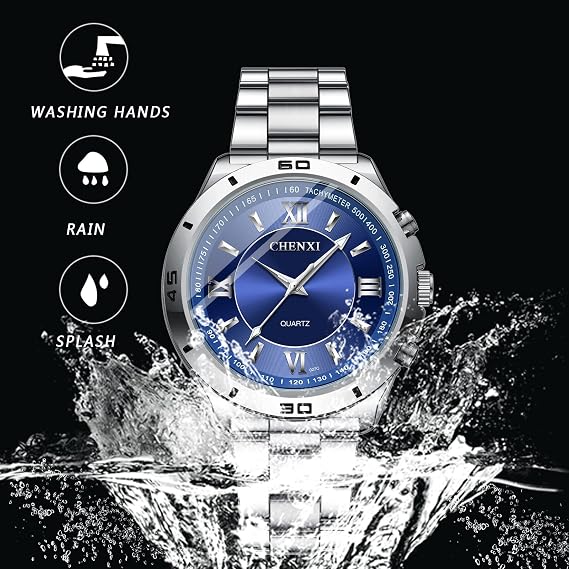 JewelryWe Watches Men Women Analogue Quartz Watch 30 m Waterproof Stainless Steel Bracelet Business Casual Watch with Luminous Hands and Watch Tool Various Models