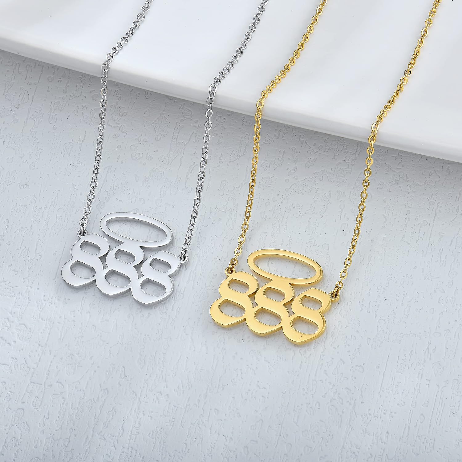 Women Necklace,14K Gold Plated Stainless Steel Minimalist Angel Number 111-999 Pendant Necklace Jewelry