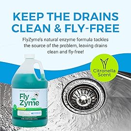 KINZUA ENVIRONMENTAL Fly-Zyme, Highly Concentrated Enzyme Drain Cleaner for Pipes & Citronella Scented Organic Waste Degrader & Odor Neutralizer, 1 Gallon