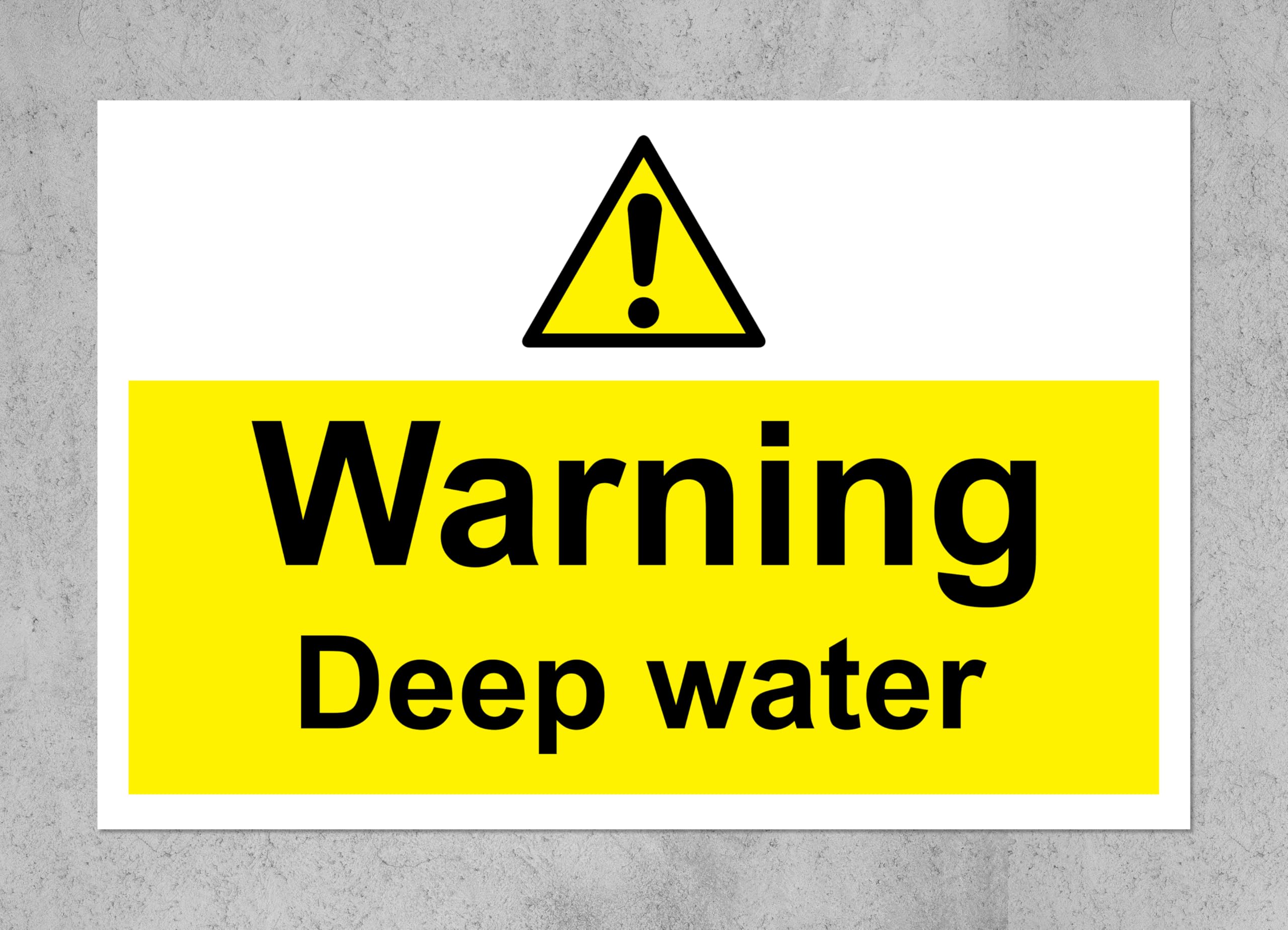 Warning deep Water Sign - 1.2mm Rigid Plastic 300mm x 200mm Case (Pack of 5)