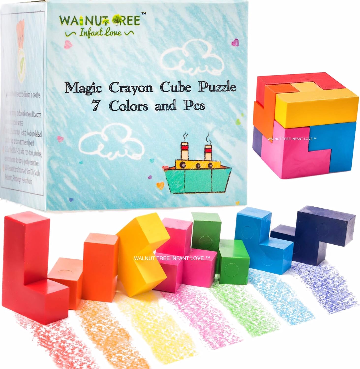 Easter Puzzle Jumbo Crayons [Montessori] for Toddlers ages 4-8 | Child Development Art & Activity Set | Easter Puzzle Crayons | Non Toxic 7 Colors & Pcs |Palm Grip for Toddlers/Children, Non Toxic