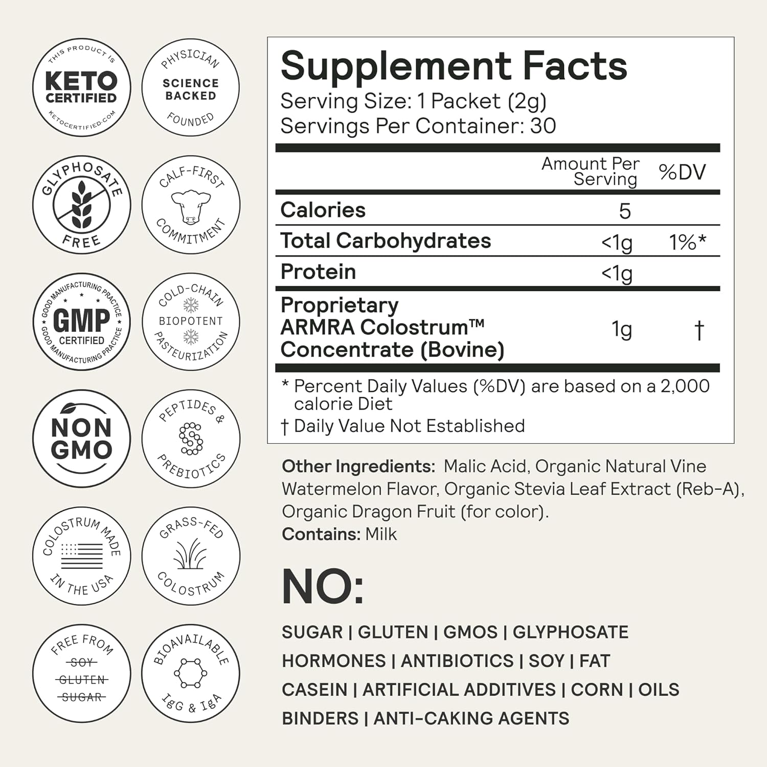 ARMRA Colostrum Powder | Vine Watermelon | Gut Health & Bloating | Skin & Hair | Immunity | Keto, Gluten & Fat-Free | 30 Servings - Image 7