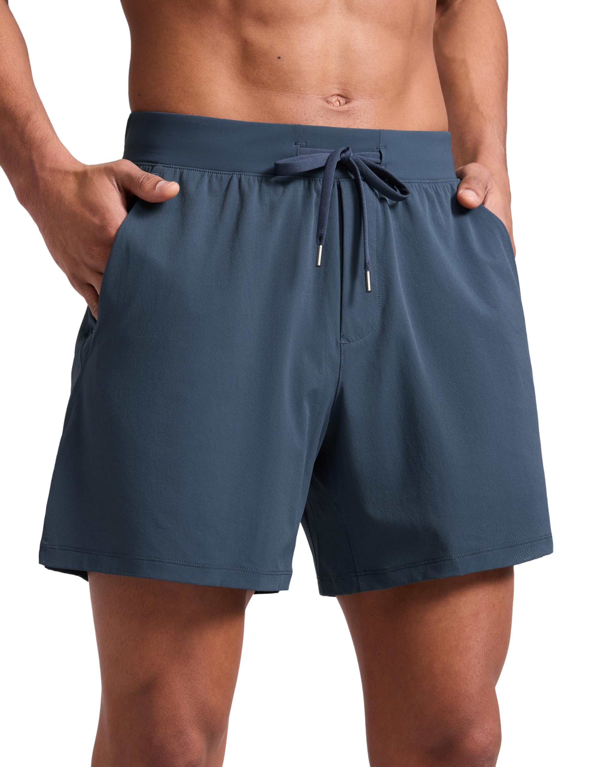 CRZ YOGA Mens Texture Training Shorts 5 - Side Split Quick Dry Lightweight for Workout Running with Zipper