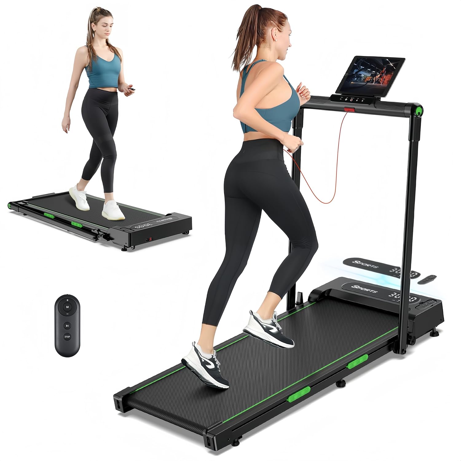 THERUN Treadmill for Home, Foldable with Incline, 3-in-1 Walking Pad with 3 Inclination Levels, 2.5 HP Desk Treadmill Desk with Double Layer Walking Band for Triple Knee Protection