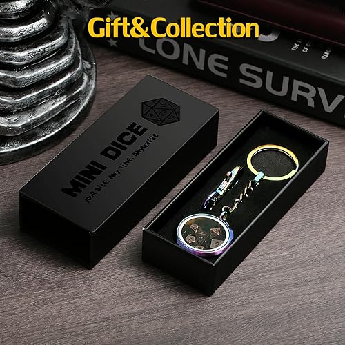 Miniatura 2 de DNDND - Mini dados metálicos DND, juego de dados metálicos pequeños de 0.236 pulgadas con Kyechain y caja de acero inoxidable y una magnífica caja