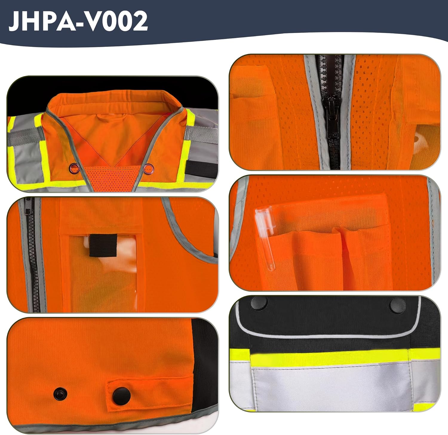 High Visibility Safety Work Vest for Men, Surveyor Safety Vest with Pockets, ANSI/ISEA 107-2020 Class 2 - Image 3