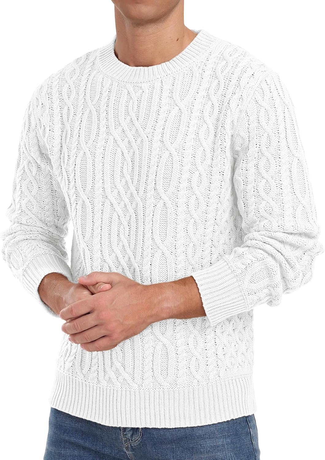 Askdeer Men's Cable Knit Pullover Sweater Long Sleeve Crew Neck Knit Sweater Soft Casual Sweaters with Ribbing Edge - Image 5